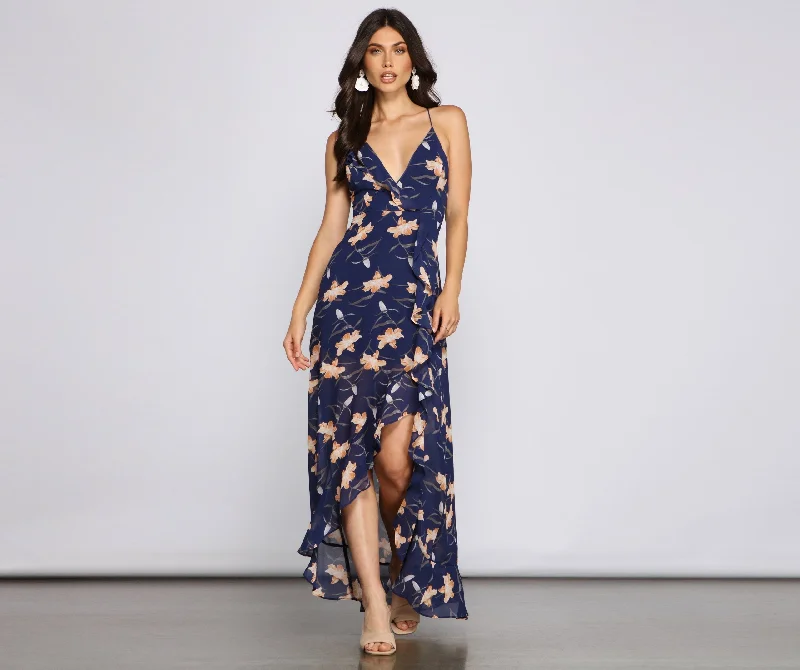 Elevated Party Dresses Free-spirited Floral Beauty Charming Sleeveless Maxi Dress