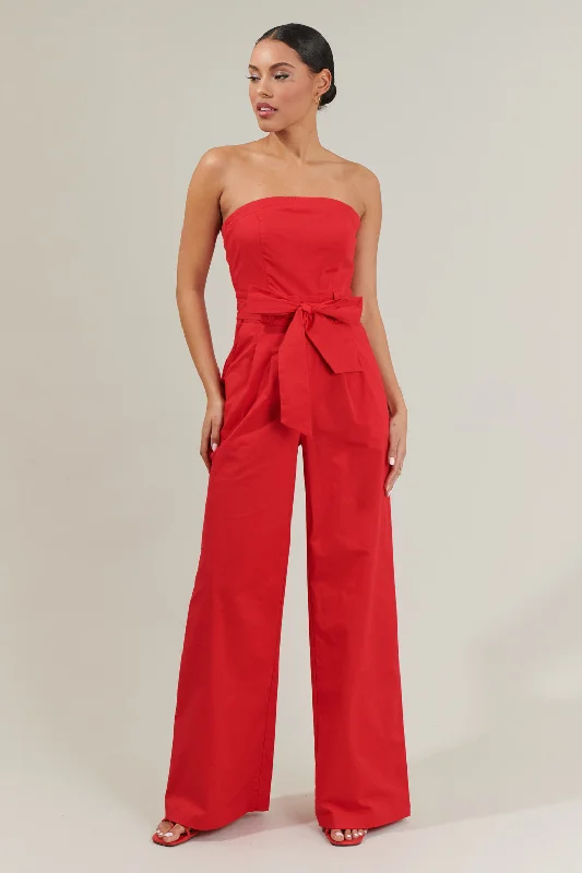 Chic One-Piece Dresses Katrin Lappel Tube Top Wide Leg Jumpsuit