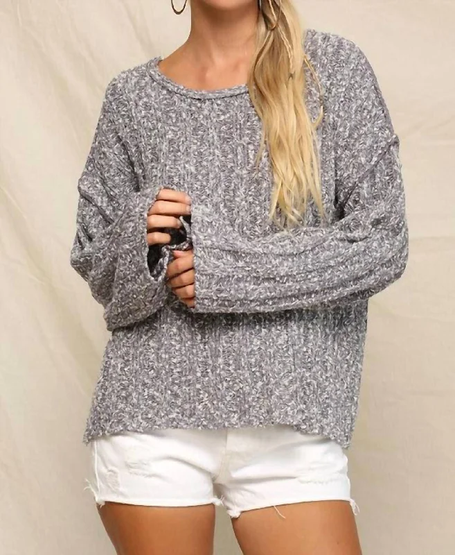 Chic Knit Tops For Office Wear Addison Oversized Sweater In Grey