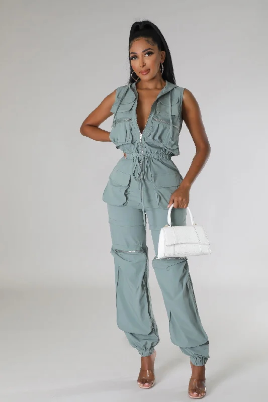 Sleek One-Piece Evening Outfits Cargo Bay Jumpsuit