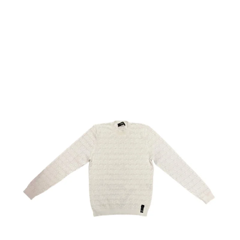 Knit Polo Tops Textured Knit Sweater In White