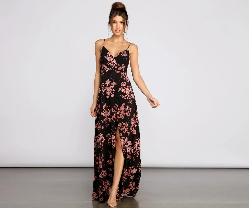 Casual Day Dresses Total Sweetheart Floral Charming High Slit Maxi Dress