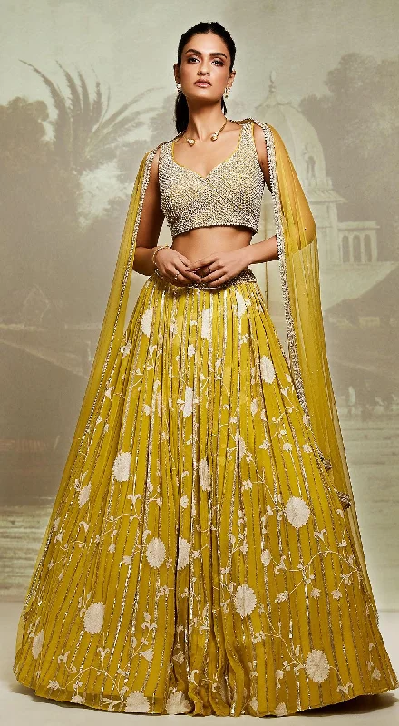 Soft Cotton Dresses Lime Embroidered Lehenga Set