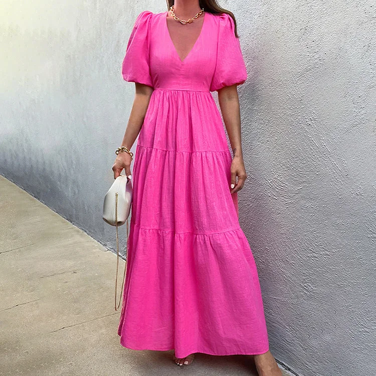 Casual Day Dresses Follow My Lead Tiered Maxi Dress - Baby Pink