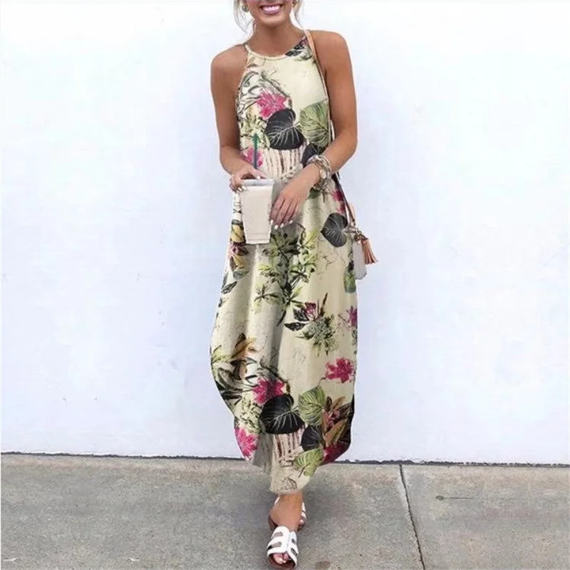 Women's Outdoor Dresses Summer Boho Floral Dress For Women, Bohemian Maxi Dress