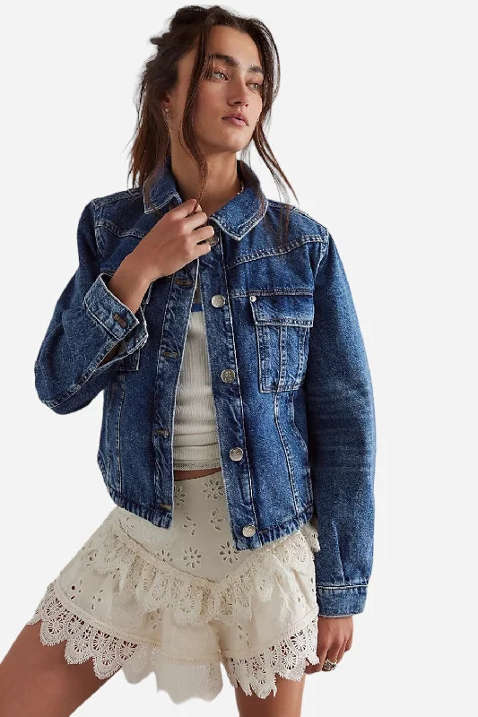 Easy-Care Outerwear Coats Free People Jade Denim Jacket in High Dive