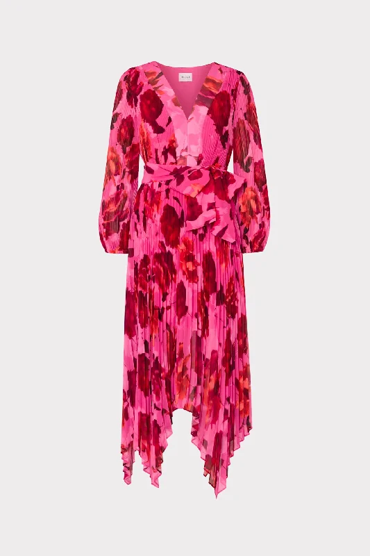 Colorful Summer Dresses Liora Blurred Blossom Pleated Dress