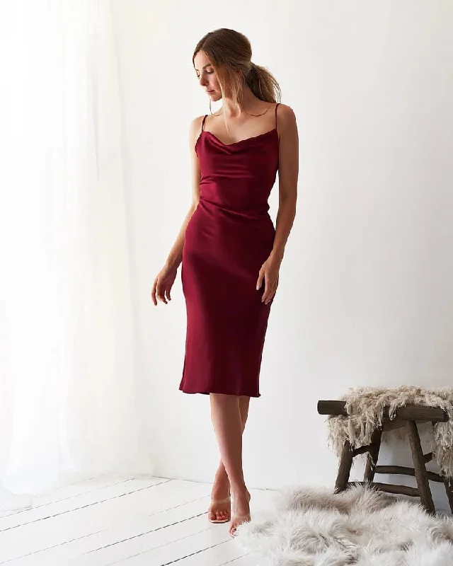 Elegant Evening Gowns Night To Remember Satin Maxi Dress - Merlot