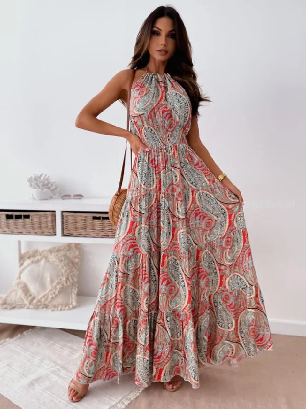 Chic Trench Dresses Never Too Much Printed Open Back Maxi Dress