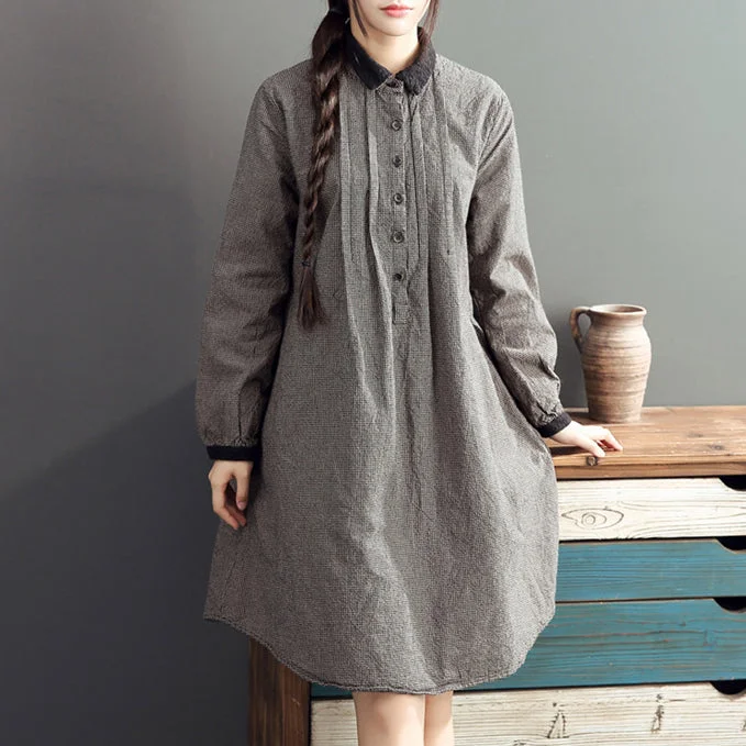 Chic Trench Dresses 2024 lapel cotton warm mid dresses oversize high waist casual cotton dress