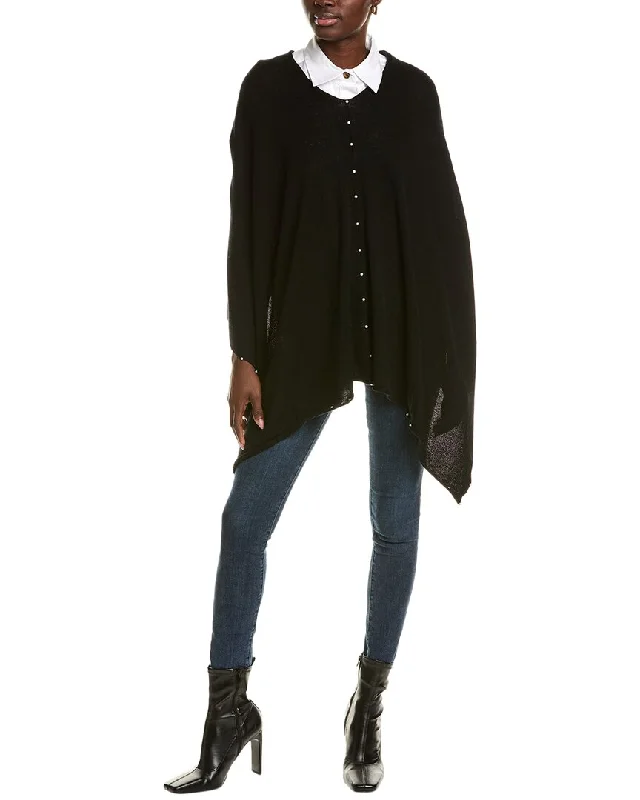 Comfortable Knit Tops sofiacashmere Pearl Trim Wool & Cashmere-Blend Poncho