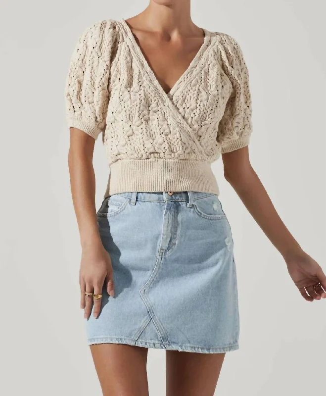 Knit Tops With Trendy Designs Elowen Sweater In Cream