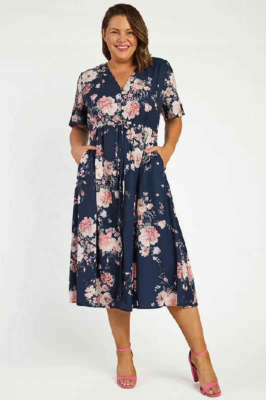 Dressy Evening Dresses Marley Navy Floral Dress