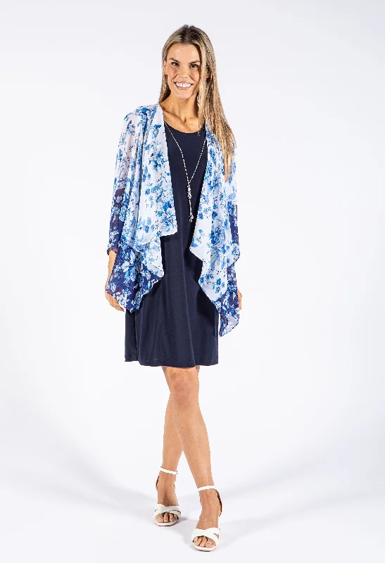 Women's Holiday Dresses Floral Cape Detail Dress