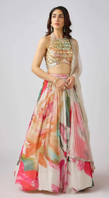 Women's Casual Dresses Multi Embroidered Lehenga Set