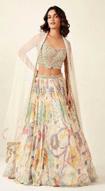 Casual Day Dresses Multicoloured Printed Lehenga Set