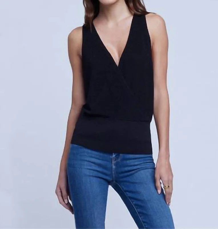 Ribbed Knit Tops Odessa Sleeveless Sweater In Black