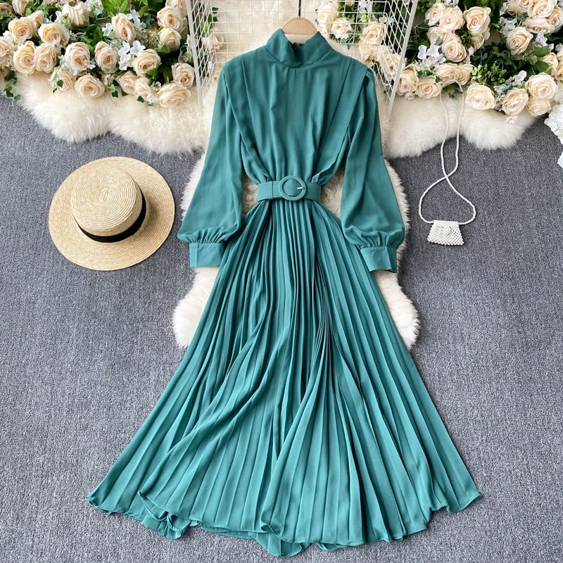 Elegant Evening Gowns Retro Pleated Bohemian Dress, Boho Dress For Women