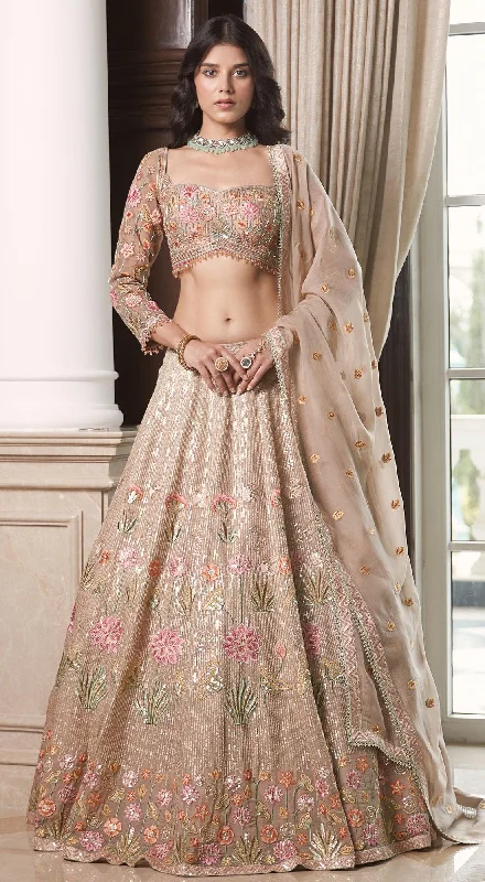 Bold Colored Dresses Gold Embroidered  Lehenga Set