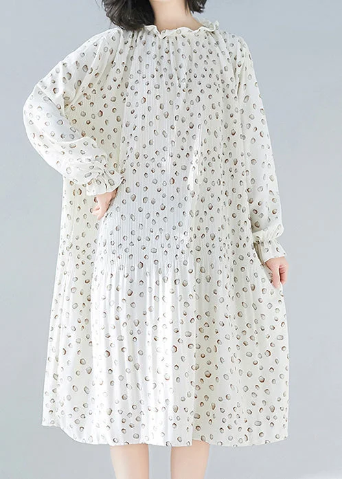 Women's Outdoor Dresses Style Cinched chiffon Robes Plus Size Wardrobes white Plus Size Clothing Dress Summer