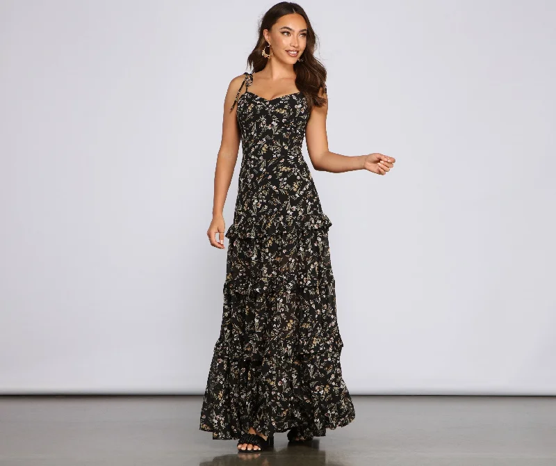 Cute Summer Dresses Floral Desire Stylish Ruffled Maxi Dress