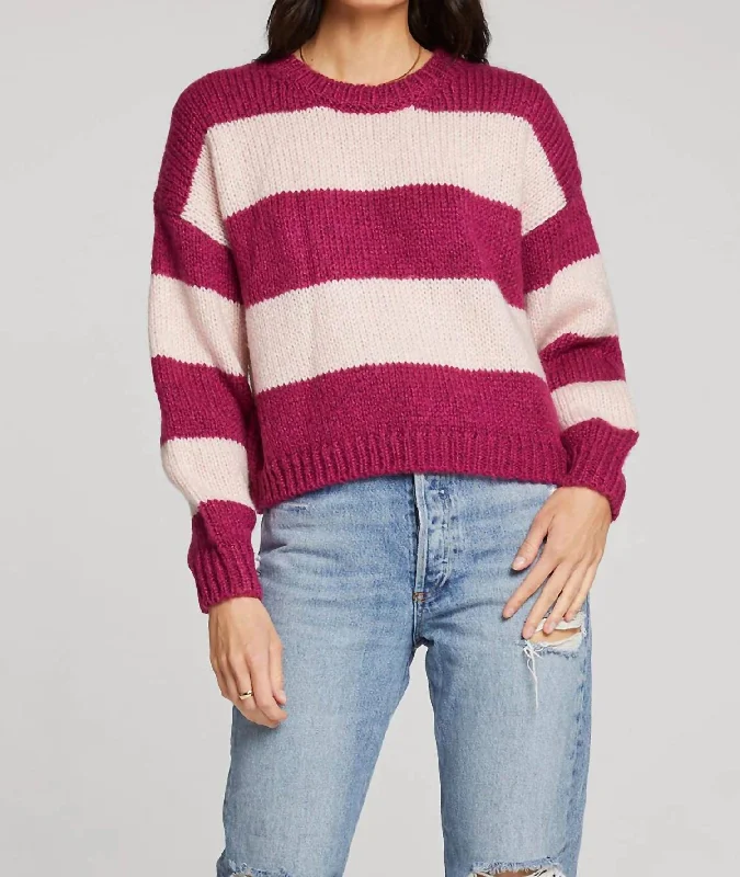 Fitted Knit Tops Lexie Sweater In Berry