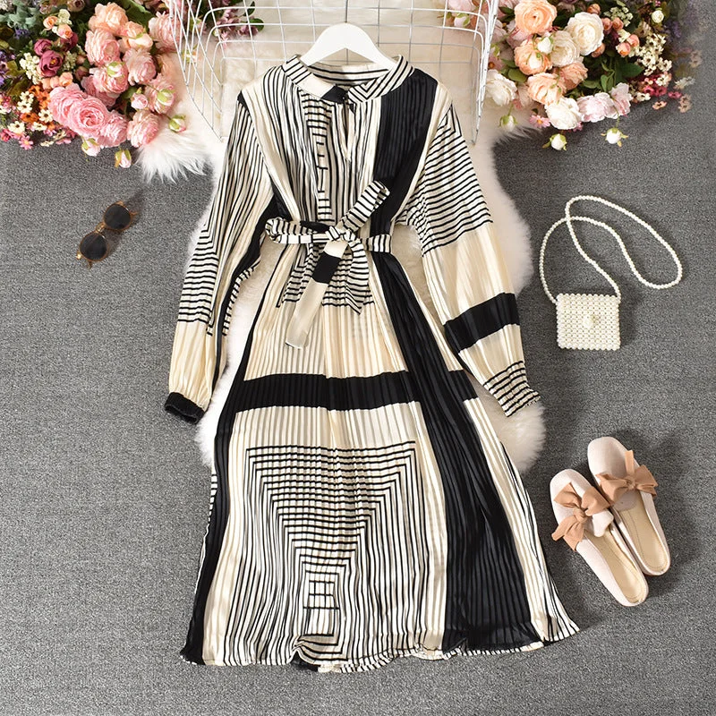 Soft Cotton Dresses Boho Summer Dress for Women, Pleated Retro Bohemian Dress