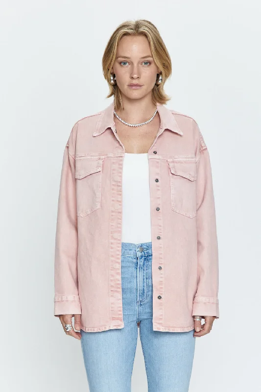 Sporty Outerwear Jackets Pistola Mandy Oversized Shacket in Mellow Rose Snow