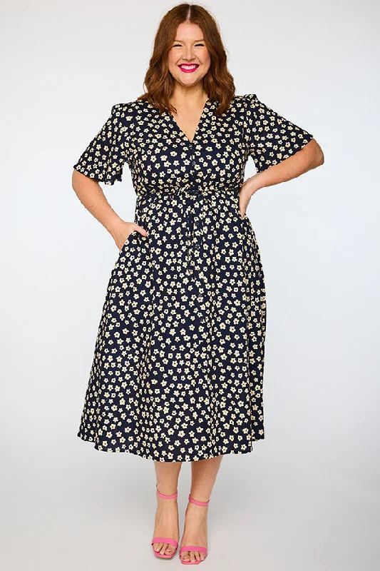 Women's Outdoor Dresses Marley Cotton Navy Sweet Daisy Dress