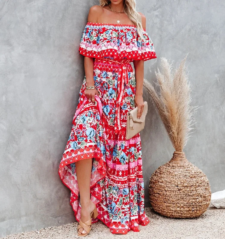 Casual Day Dresses Sevilla High Low Halter Maxi Dress