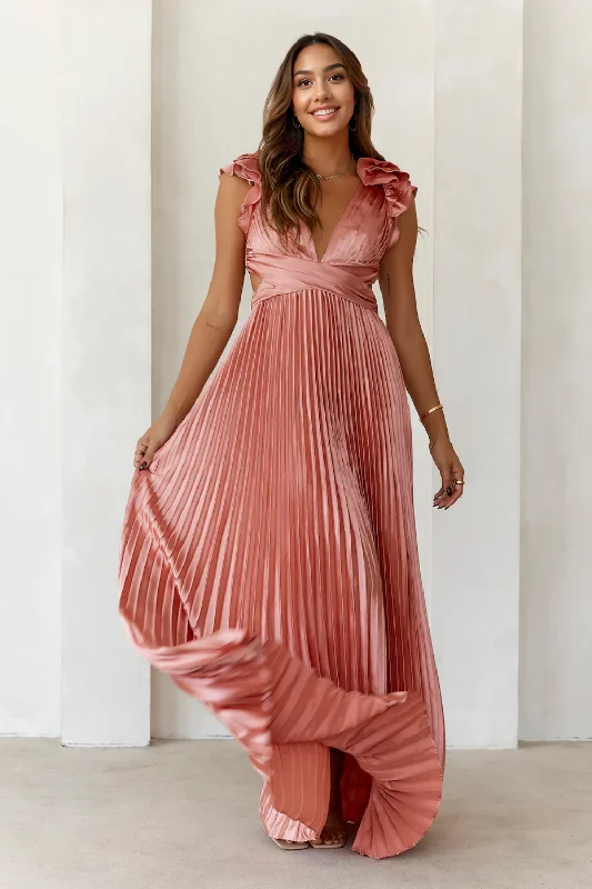 Bold Colored Dresses Beauty Of Her Satin Maxi Dress Blush