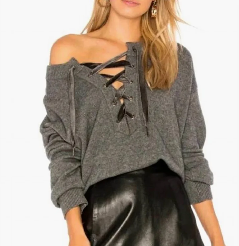 Trendy Knit Tops For Women Amelia Sweater In Charcoal