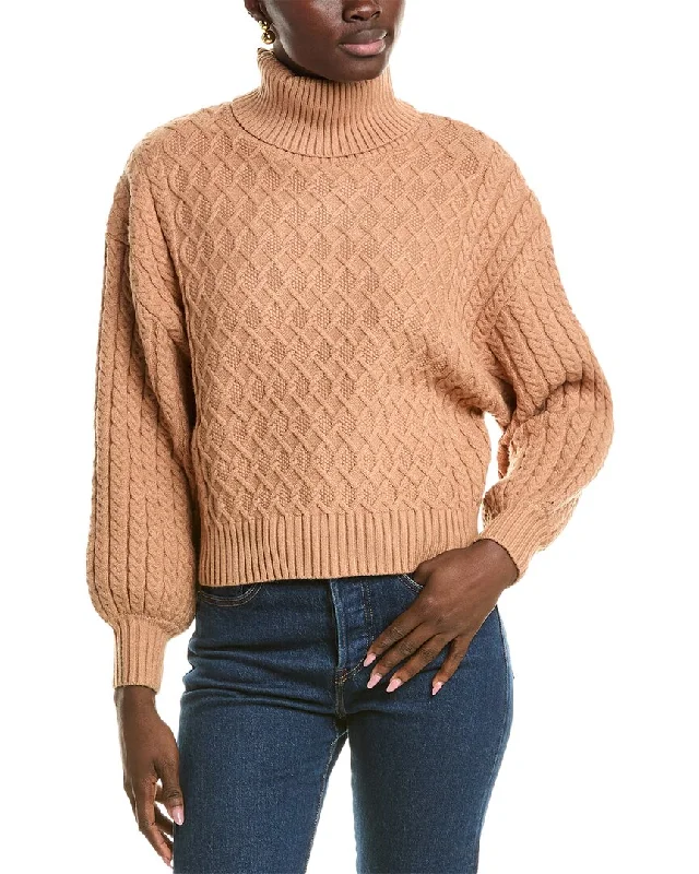 Trendy Knit Tops For Women T Tahari Balloon Sleeve Turtleneck Sweater