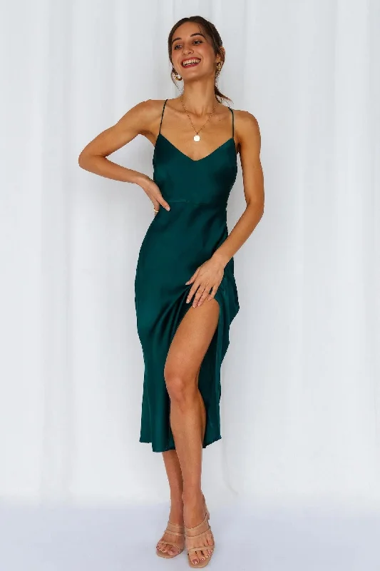 Formal Dresses For Women Crashing Prom Midi Dress Dark Green