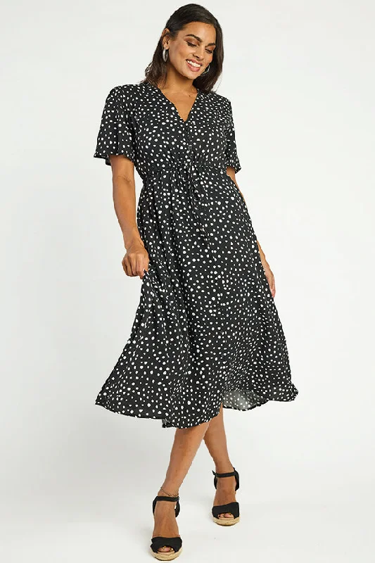 Formal Dresses For Women Michelle Black Irregular Spot Dress