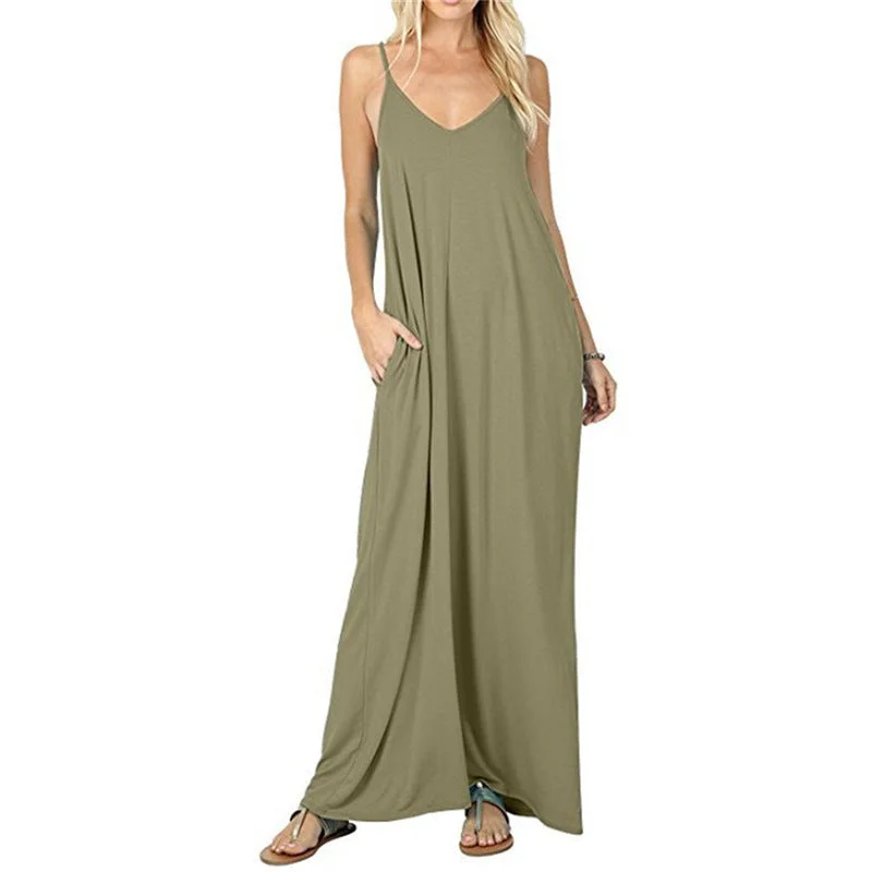 Elegant Evening Gowns Olivian Pocketed Maxi Dress - Moss Green