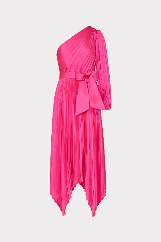 Cute Summer Dresses Essi Satin Pleated One Shoulder Dress