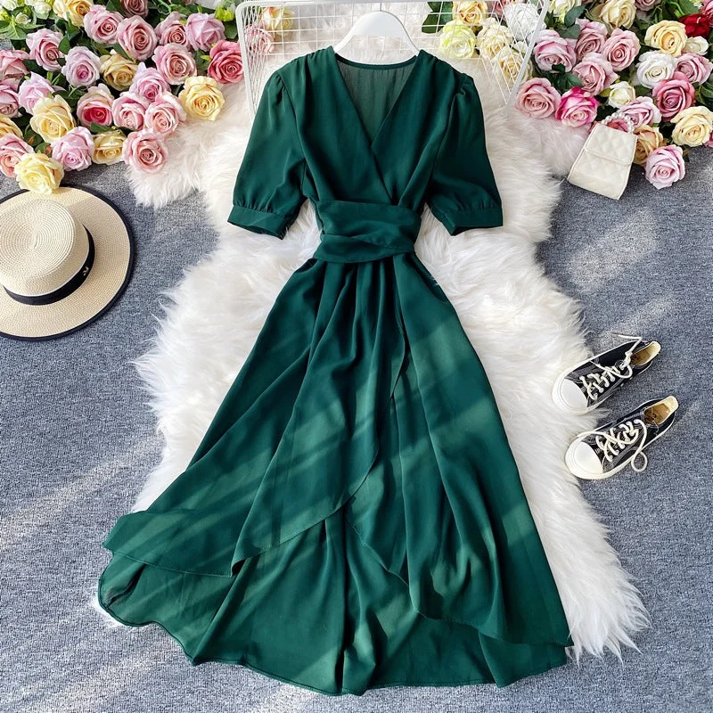 Bold Colored Dresses Elegant Midi Dress, Boho Summer Dress For Women