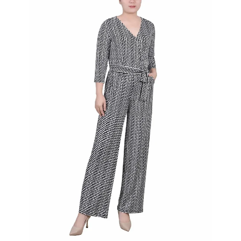 Chic One-Piece Pantsuits Petites Womens Solid Wide Leg Jumpsuit