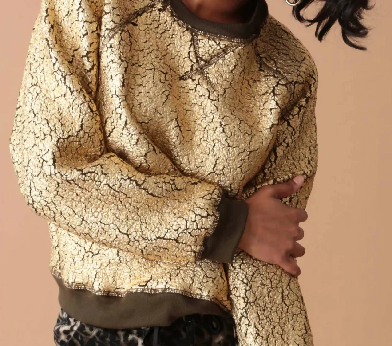 Classic Knit Tops Ronan Pullover In Metallic Gold