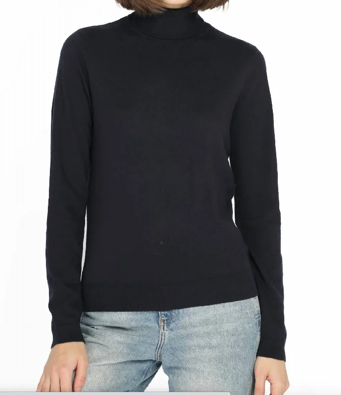 Knit Tops With Sleeves Supima Cotton Cash L/s Turtleneck Pullover In Black