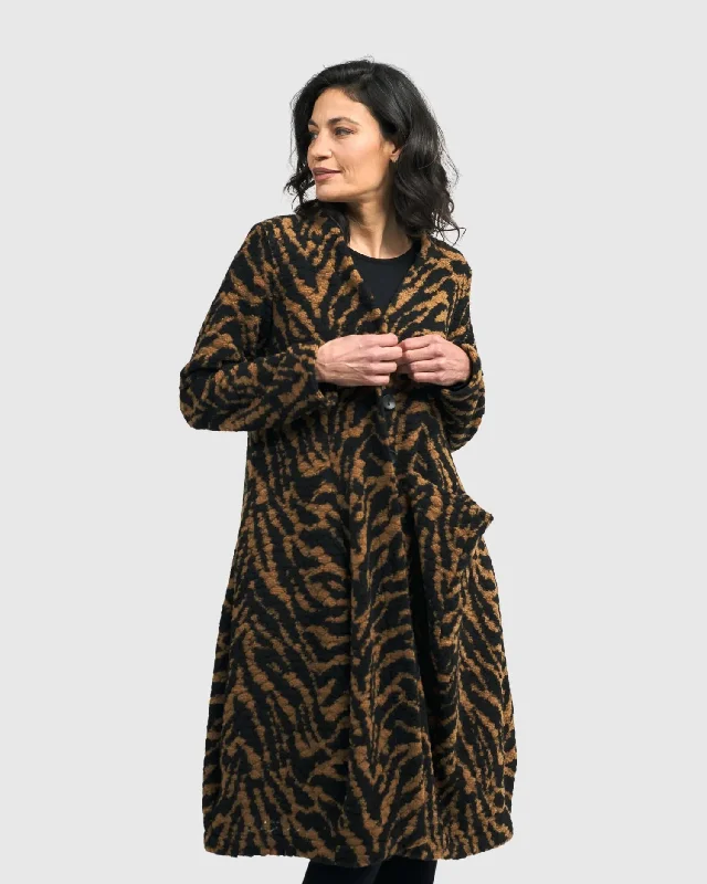 Bold Colored Dresses Penny Cocoon Coat, Tiger