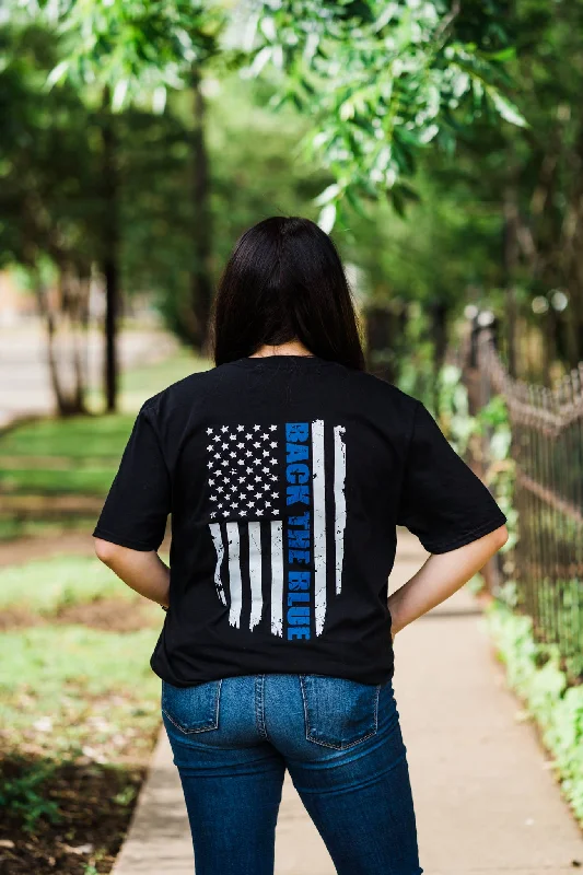 Women's Work Tops Back The Blue Graphic Tee