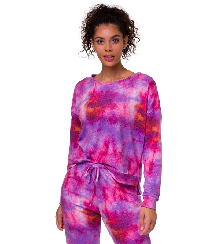 Relaxed Fit Tops Onzie High Low After Yoga Sweatshirt Nirvana Tie Dye