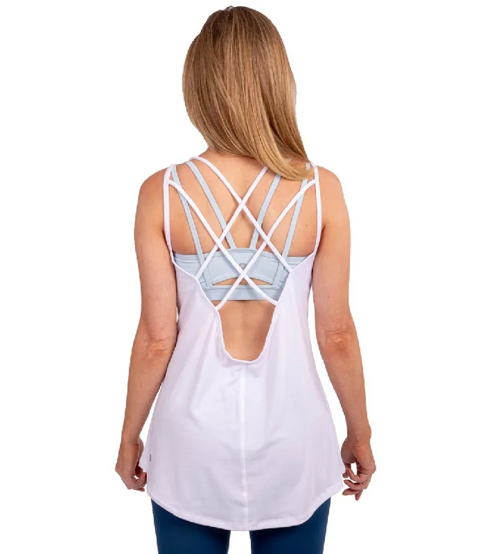 Lace-Up Tops For Women Soybu Diamond Yoga Tank White