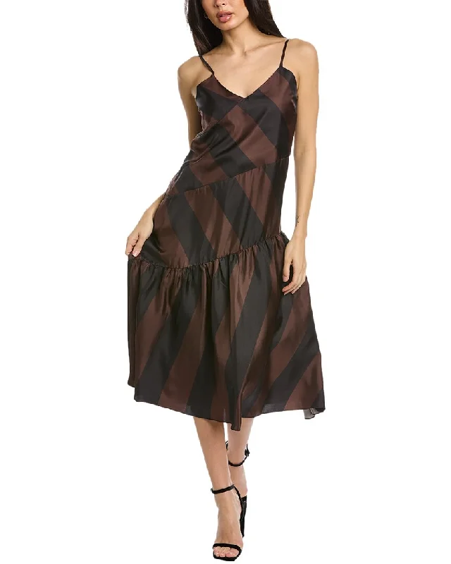 Formal Occasion Dresses Cynthia Rowley Striped Silk Slip Dress