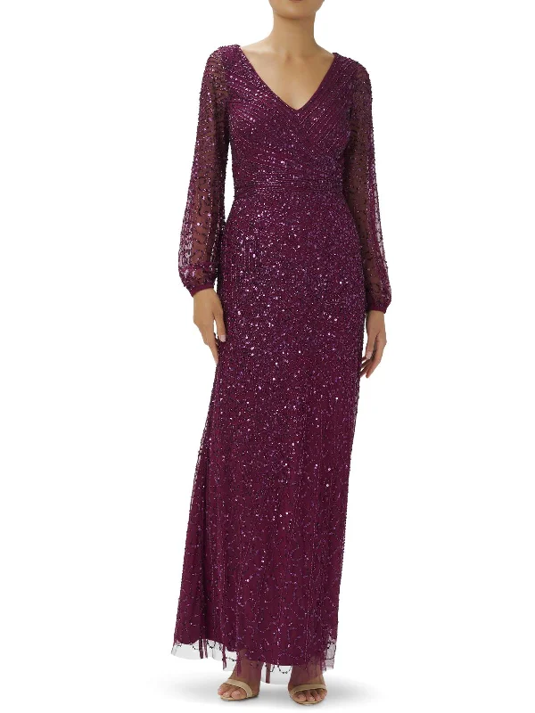 Bold Colored Dresses Womens Beaded Max Evening Dress