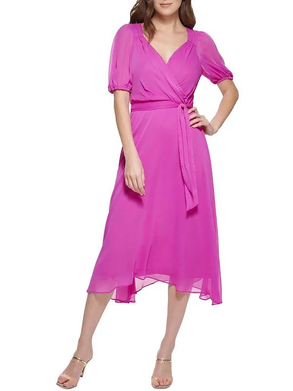 Comfortable Casual Dresses Womens Gathered Calf Midi Dress