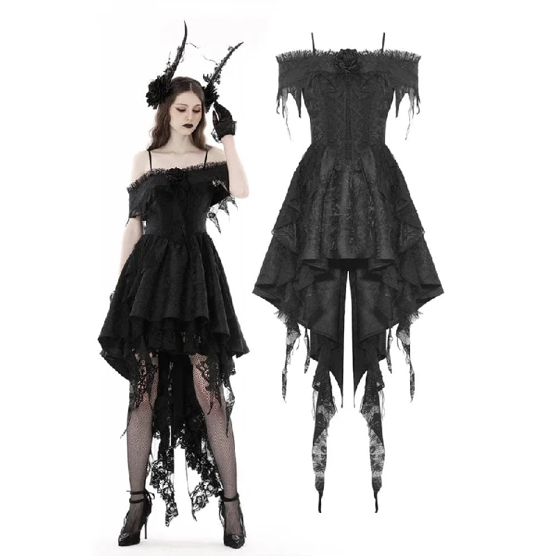 Bold Colored Dresses Women's Gothic Irregular Lace Splice Dress