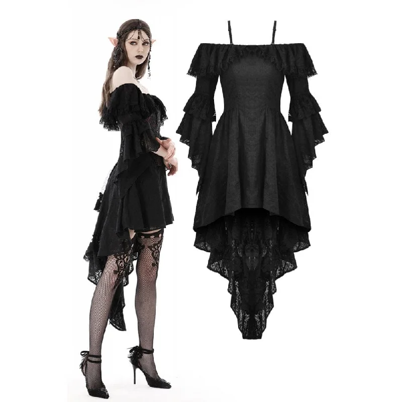 Formal Dresses For Women Women's Gothic Irregular Ruffled Lace Splice Dress